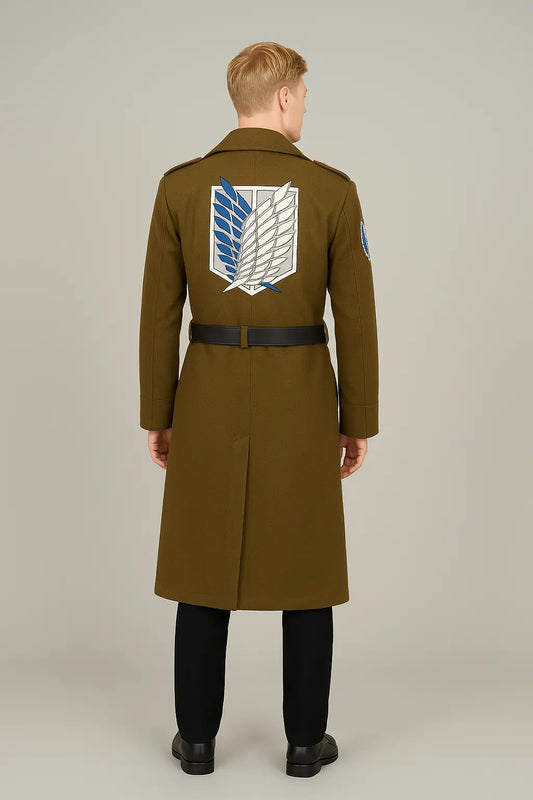 Attack on Titan Eren Jaeger S3 cosplay coat back view with Wings of Freedom insignia