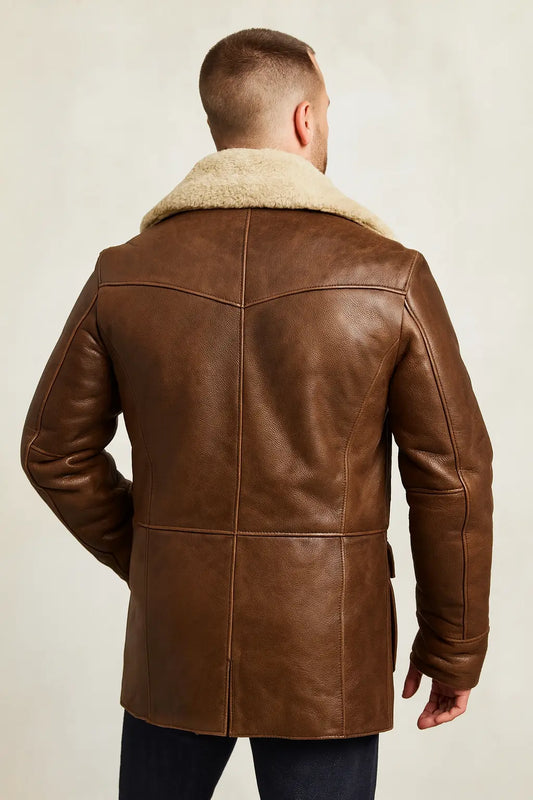 Back Design of Bane Dark Knight Rises Shearling Coat