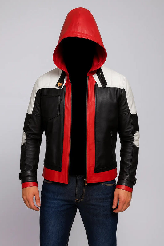 Batman Arkham Knight Red Hood Leather Jacket Front View