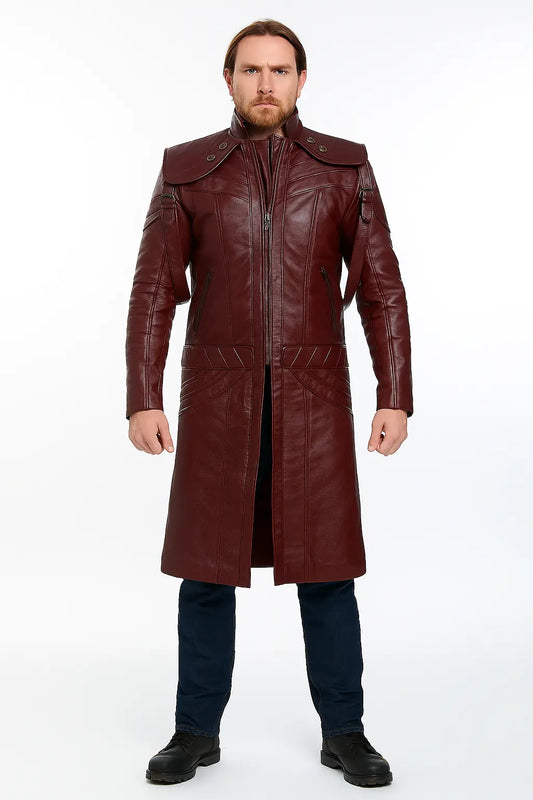 Devil May Cry 5 Dante Red Genuine Leather Trench Coat – Front View