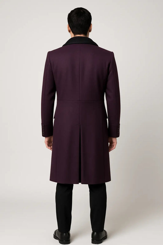 Back view of Eleventh Doctor purple frock coat inspired by Doctor Who