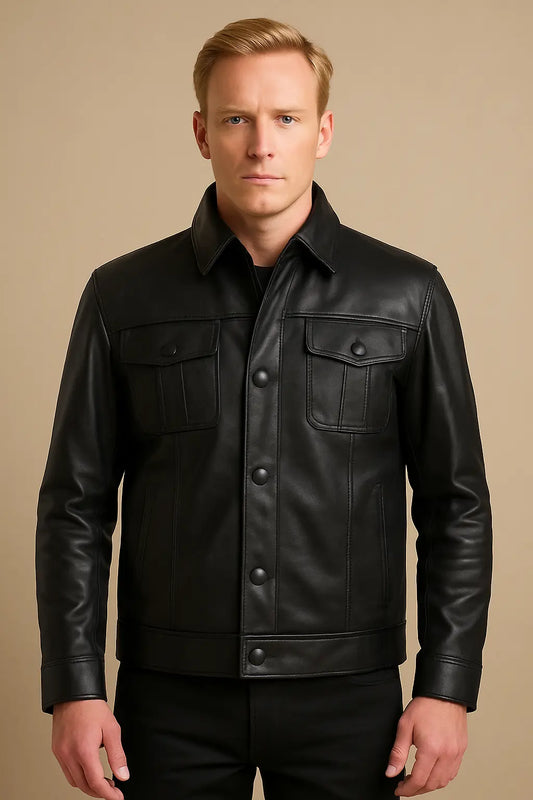 Elvis Presley 1968 comeback black leather suit front view