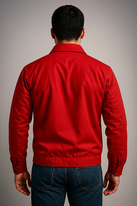 James Dean Rebel Without a Cause Red Cotton Jacket back view showing plain design and regular fit