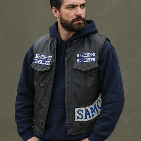 Jax Teller Sons of Anarchy Leather Vest Front View