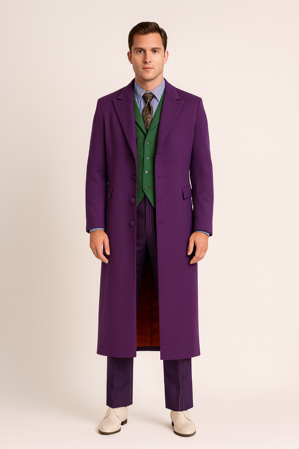 Heath Ledger Joker Costume Purple Coat Front