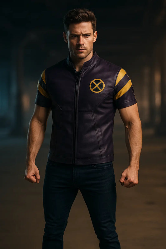 Kelsey Grammer X-Men The Last Stand Black & Yellow Leather Jacket Front View