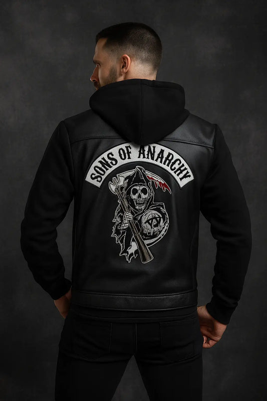 Back view showing Sons of Anarchy Grim Reaper embroidered logo