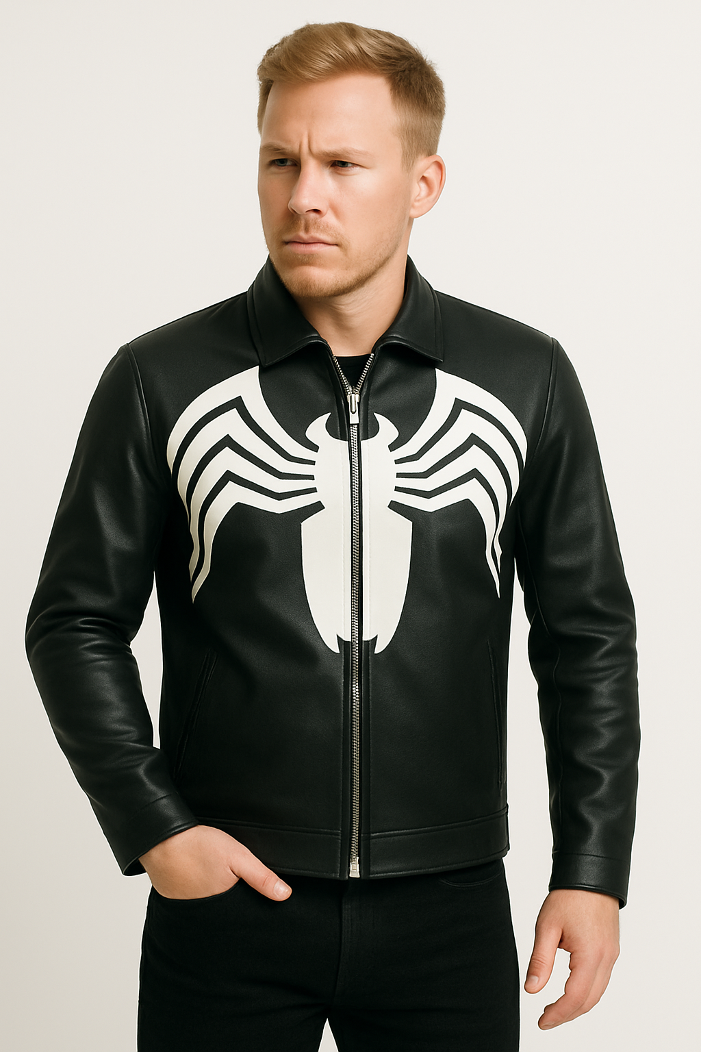 Cosplay-ready Venom leather jacket inspired by Tom Hardy’s Eddie Brock