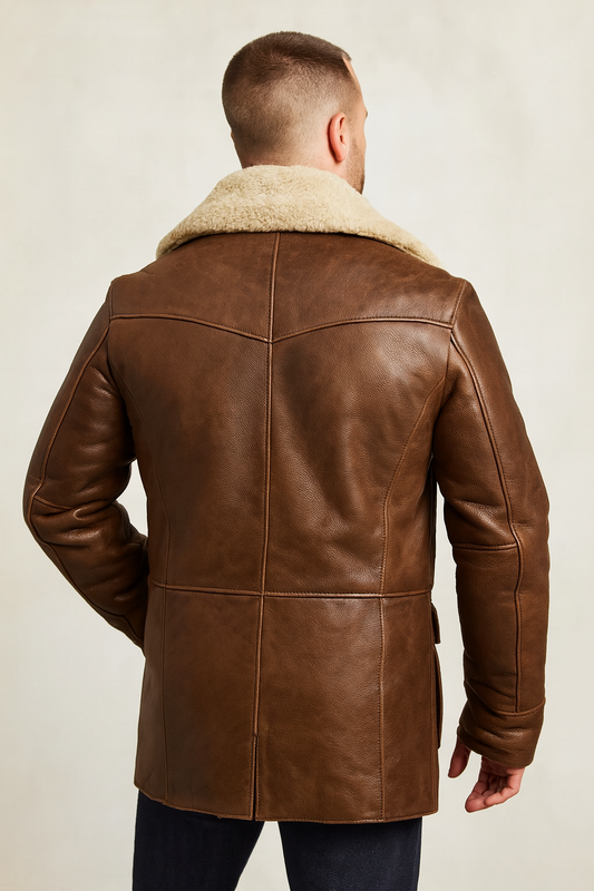 Back Design of Bane Dark Knight Rises Shearling Coat