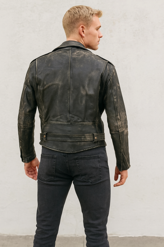 Patrick Swayze inspired Dirty Dancing leather jacket back view