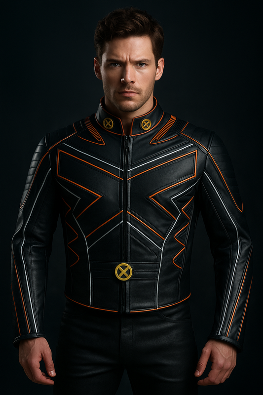 Men’s X-MEN 3 Wolverine Black Leather Jacket Front View